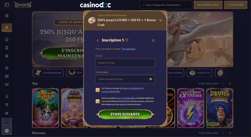 Inscription étape 4 sur Divaspin