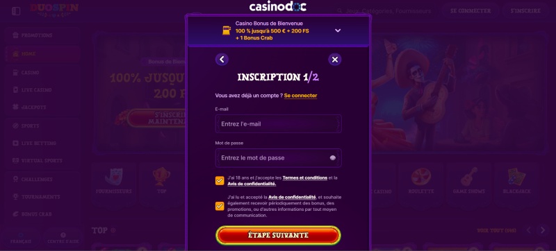 Inscription étape 4 Duospin