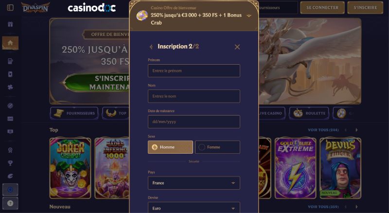 Inscription étape 5 sur Divaspin