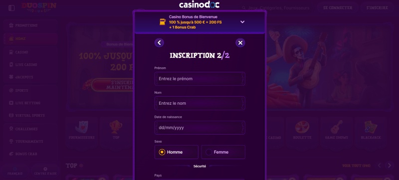 Inscription étape 5 Duospin