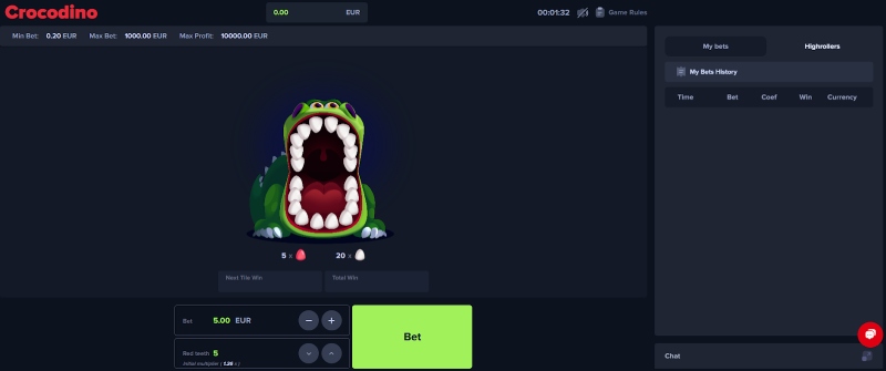 Interface du jeu Crocodino