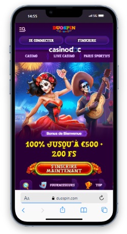 L'interface de Duospin sur mobile