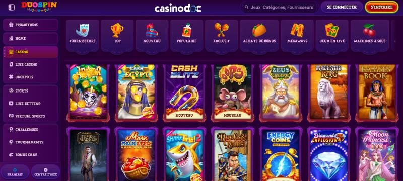 Les jeux de casino sur Duospin