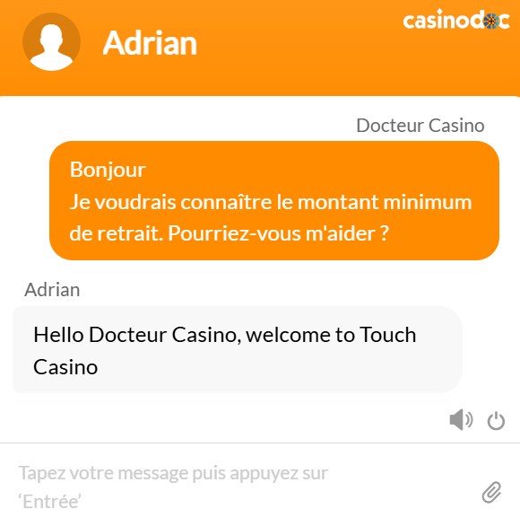 Service client de Touch Casino