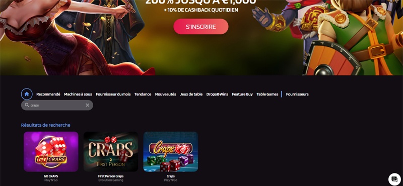craps casinos en ligne en belgique