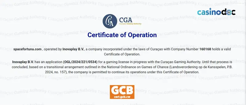 licence space fortuna casino