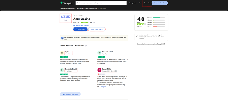 réputation jeux live azur casino