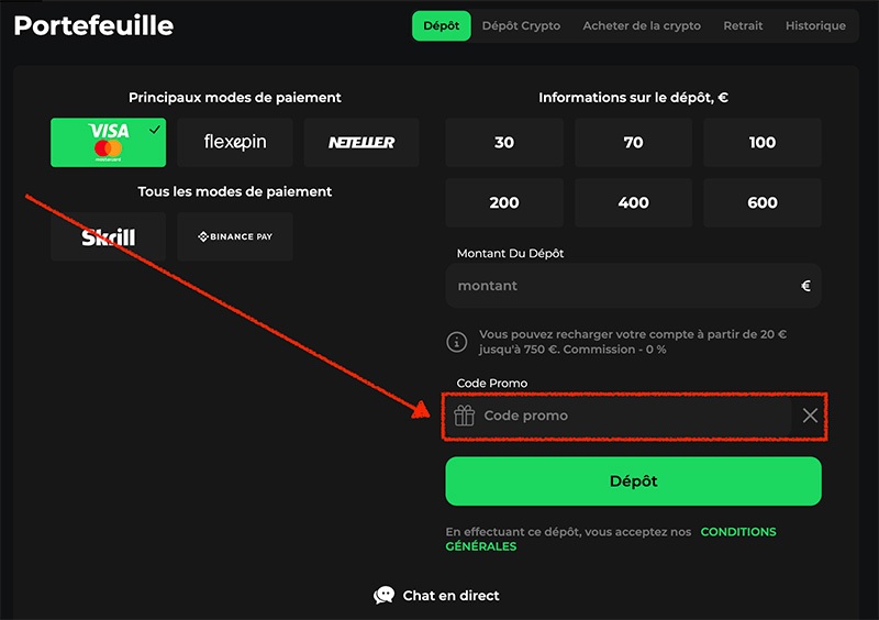 saisir son code promo chicken road sur betify
