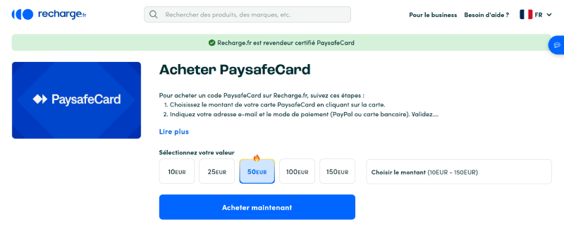 Achetez Paysafecard