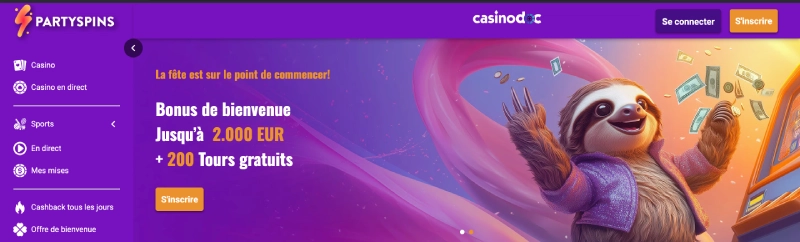 Bonus de bienvenue PartySpins Casino