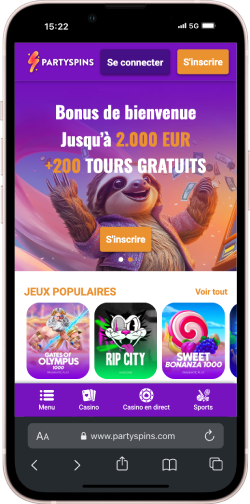 Interface PartySpins Casino sur iPhone-13-Mini