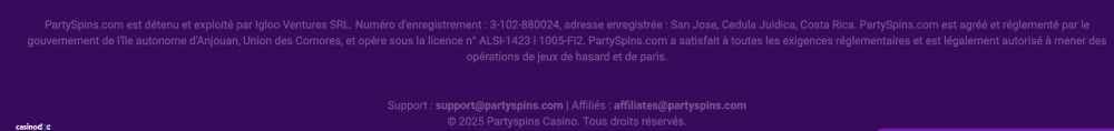 Licence PartySpins Casino