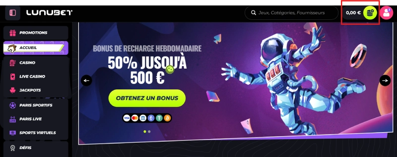 Processus de dépôt avec Paysafecard sur un casino en ligne etape2