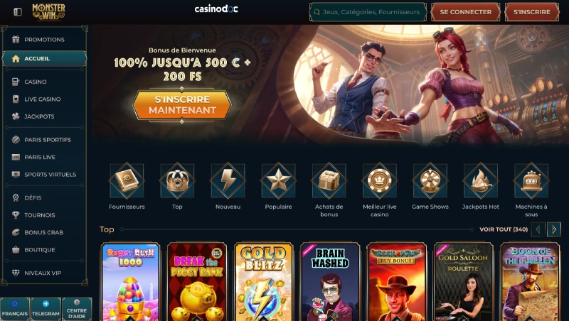 Accueil Monsterwin Casino