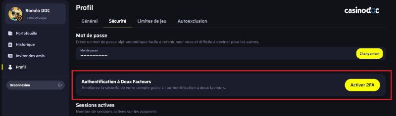 Authentification à 2 facteurs sur BDMBet