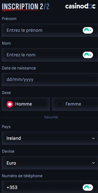 Inscription étape 5 MafiaCasino