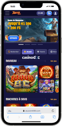 Interface de ZeusWin sur mobile