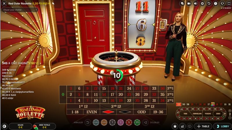 Capture d'écran interface Red Door Roulette