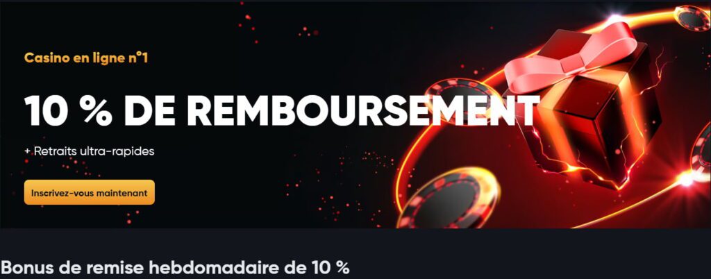 capture d'écran d'un cashback d'instant casino