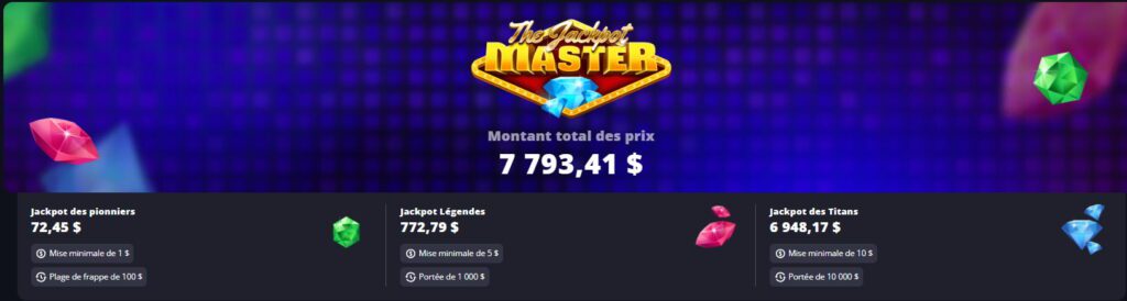 Capture d'écran de la promotion progressive Jackpot Master de Lucky Elf casino