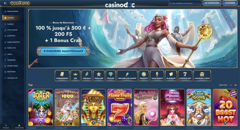 inscription étape 1 ocean spin casino