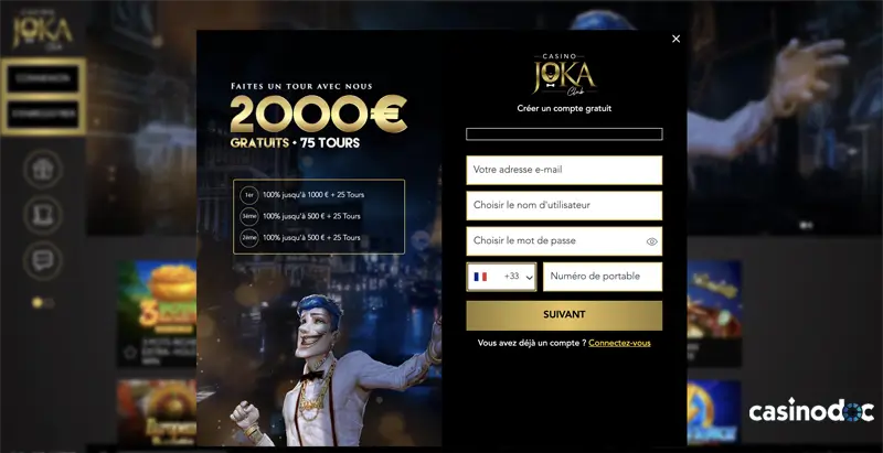 inscription étape 3 joka casino