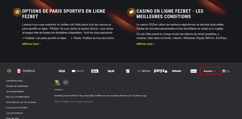 Fezbet : site de casino qui accepte paysafecard