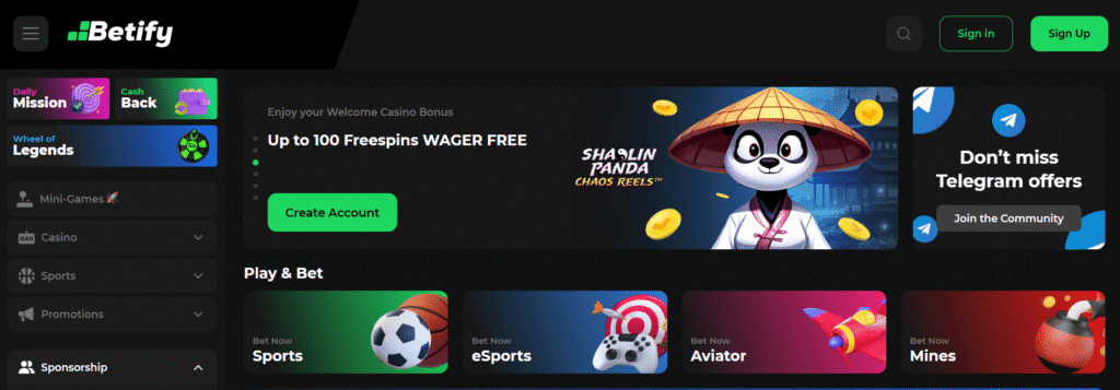 Betify Casino bonus