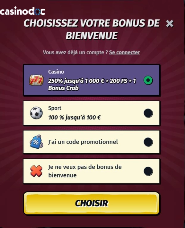 Inscription sur Allyspin Casino étape 3