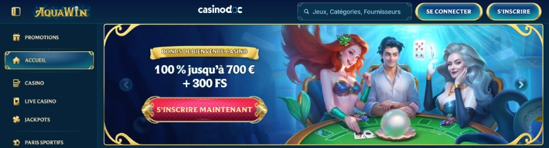Inscription sur AquaWin Casino étape 1