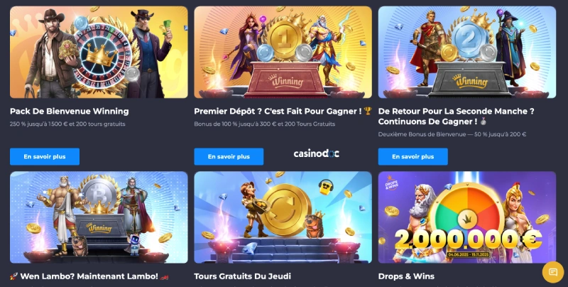 Les autres promotions de Winning Casino