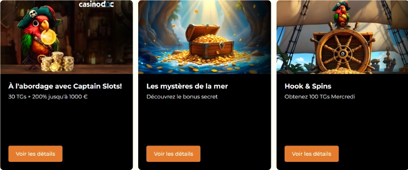 Les autres promotions sur CaptainSlots Casino