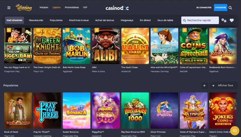 Les jeux disponibles sur Winning Casino