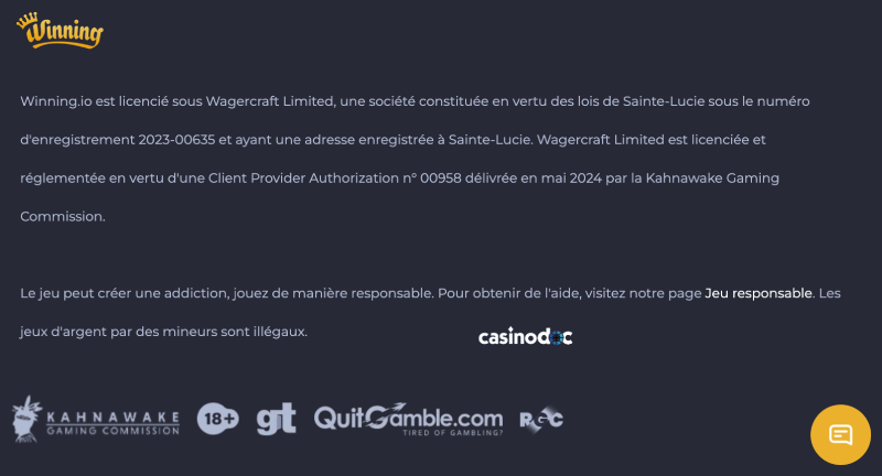 Licence Winning Casino