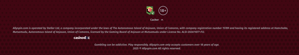 Licence de Allyspin Casino