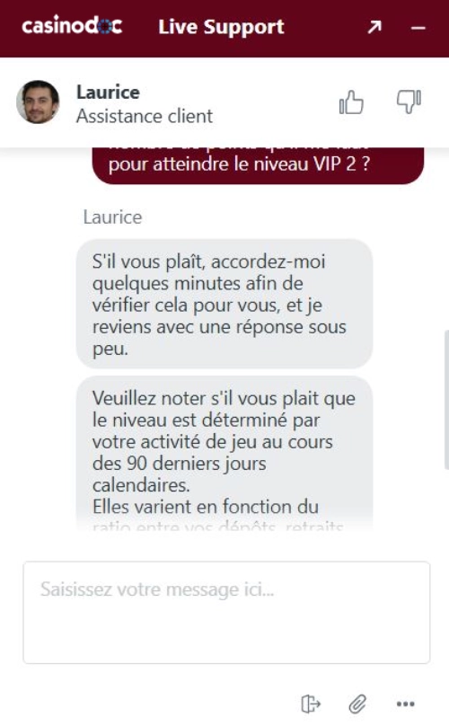 Live chat avec le support client de Allyspin Casino