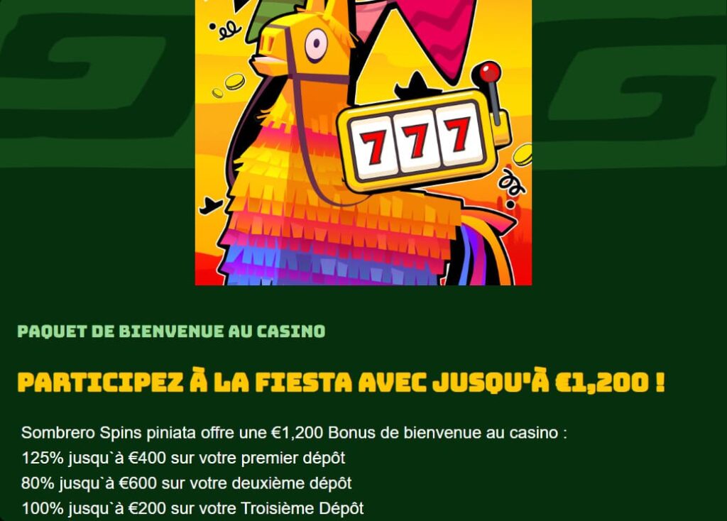 sombrerospins casino capture d'écran bonus de bienvenue