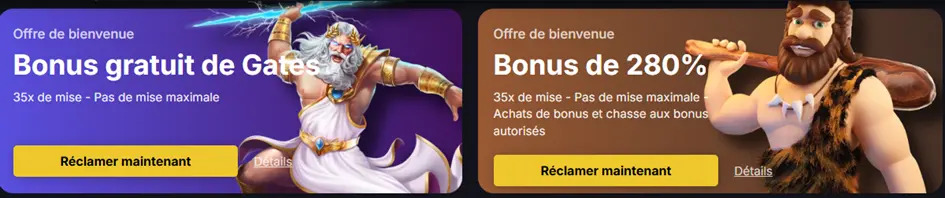 luckyelf casino capture d'écran bonus de bienvenue
