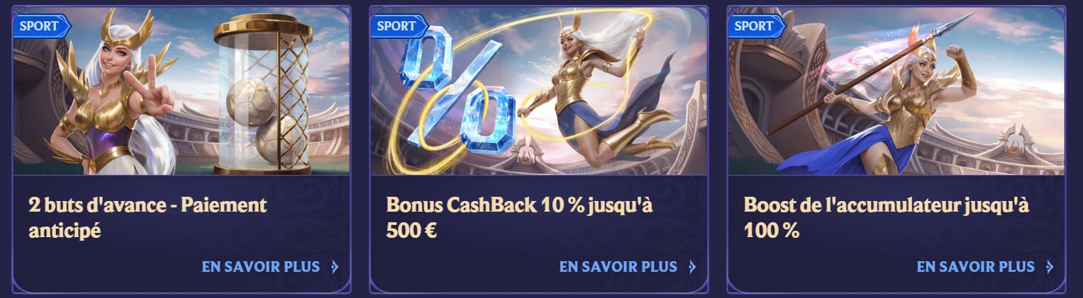 Capture d'écran de bonus pour paris sportifs du casino en ligne Divaspin