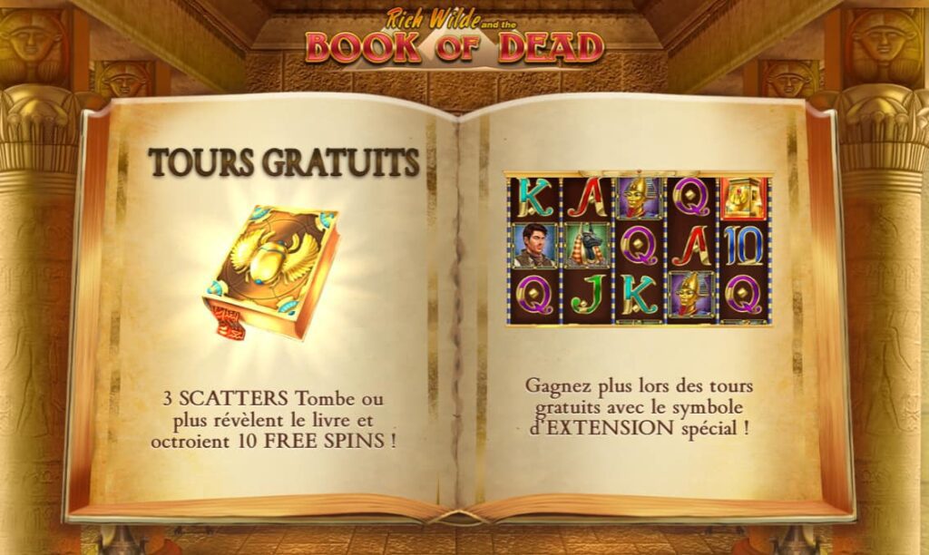 Capture d'écran du jeu Book of Dead de casino en ligne