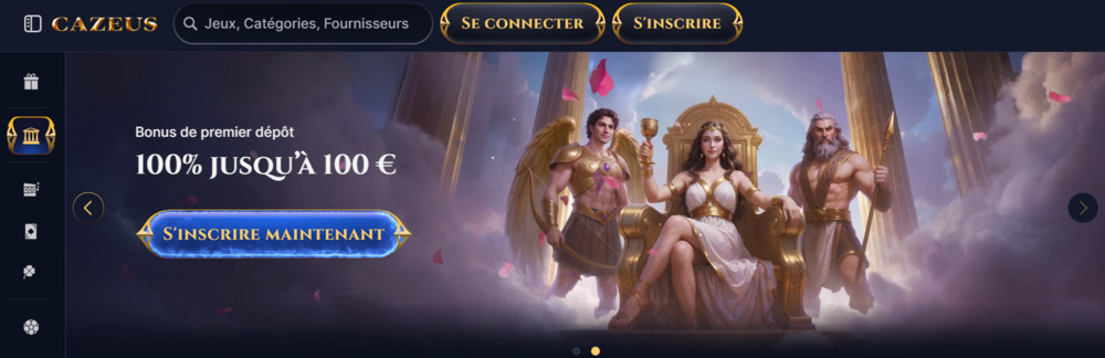 Capture d'écran de Cazeus un casino en ligne rentable