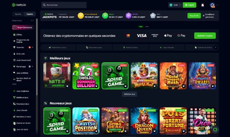 dépôt sur bets.io étape 2