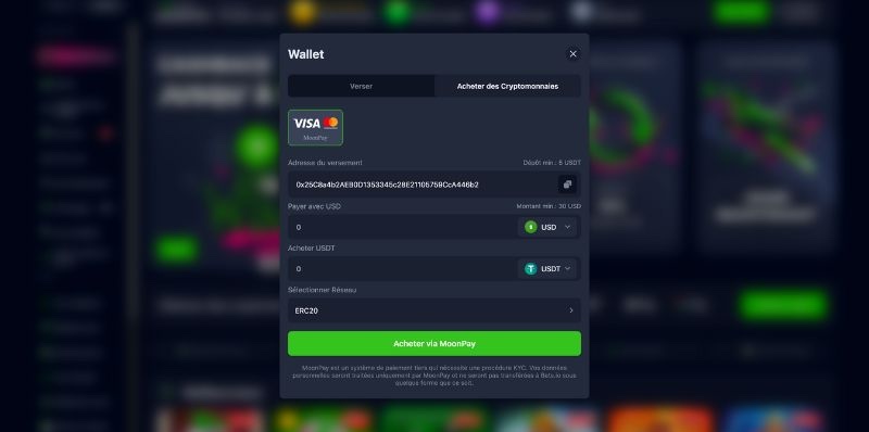 dépôt sur bets.io étape 5
