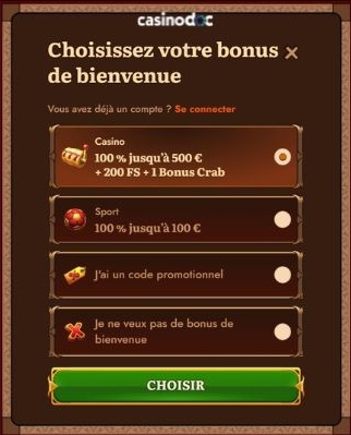 inscription Wild Robin Casino étape 3