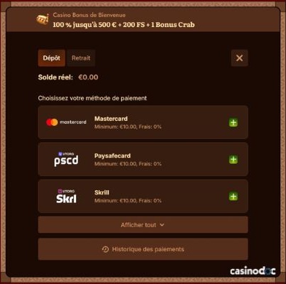 inscription Wild Robin Casino étape 6