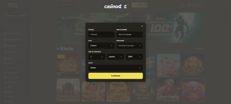 Inscription étape 3 RX Casino