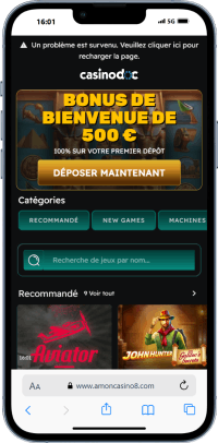 Interface de Amon Casino sur mobile