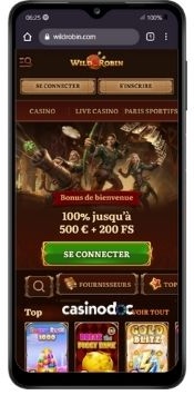 interface mobile Wild Robin Casino