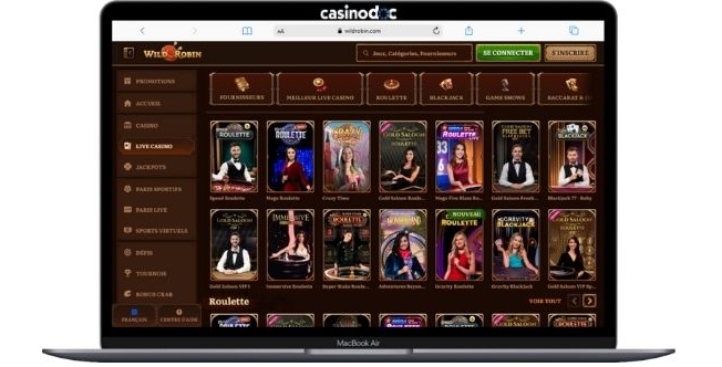 interface pc Wild Robin Casino