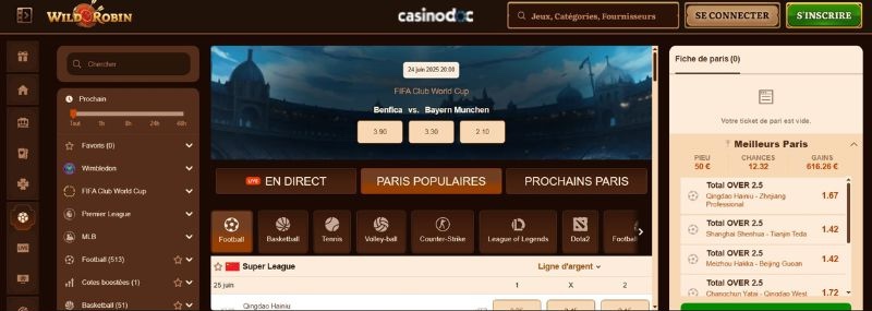 paris sportifs sur Wild Robin Casino